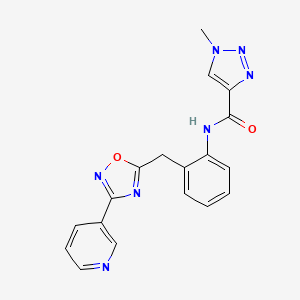 molecular formula C18H15N7O2 B2985299 1-methyl-N-(2-((3-(pyridin-3-yl)-1,2,4-oxadiazol-5-yl)methyl)phenyl)-1H-1,2,3-triazole-4-carboxamide CAS No. 1797602-63-1