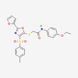 molecular formula C24H22N2O6S2 B2985301 N-(4-ethoxyphenyl)-2-[[2-(furan-2-yl)-4-(4-methylphenyl)sulfonyl-1,3-oxazol-5-yl]sulfanyl]acetamide CAS No. 686737-59-7