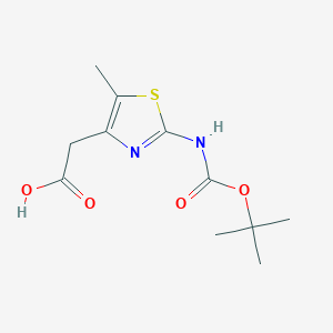 molecular formula C11H16N2O4S B2985305 2-(2-((tert-Butoxycarbonyl)amino)-5-methylthiazol-4-yl)acetic acid CAS No. 652981-44-7