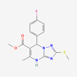 molecular formula C15H15FN4O2S B2985327 Methyl 7-(4-fluorophenyl)-5-methyl-2-(methylthio)-4,7-dihydro-[1,2,4]triazolo[1,5-a]pyrimidine-6-carboxylate CAS No. 941947-34-8