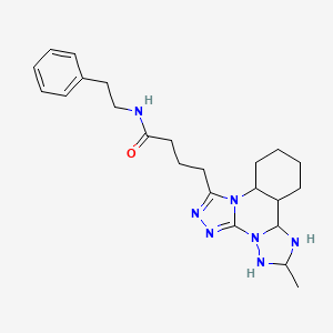 4-{9-methyl-2,4,5,7,8,10-hexaazatetracyclo[10.4.0.0^{2,6}.0^{7,11}]hexadeca-1(16),3,5,8,10,12,14-heptaen-3-yl}-N-(2-phenylethyl)butanamide
