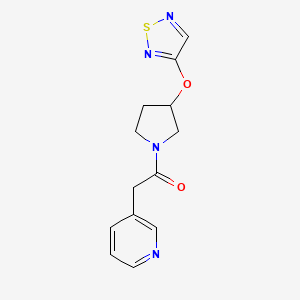 molecular formula C13H14N4O2S B2985344 1-(3-((1,2,5-噻二唑-3-基)氧)吡咯烷-1-基)-2-(吡啶-3-基)乙烷-1-酮 CAS No. 2310156-42-2