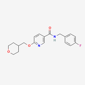 molecular formula C19H21FN2O3 B2985348 N-(4-fluorobenzyl)-6-((tetrahydro-2H-pyran-4-yl)methoxy)nicotinamide CAS No. 2034616-13-0