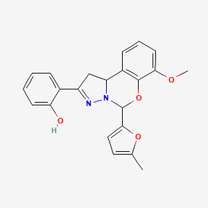 2-(7-methoxy-5-(5-methylfuran-2-yl)-5,10b-dihydro-1H-benzo[e]pyrazolo[1,5-c][1,3]oxazin-2-yl)phenol
