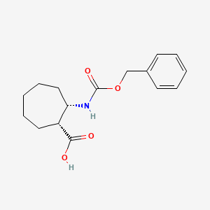 molecular formula C16H21NO4 B2985351 (1R,2S)-2-(Phenylmethoxycarbonylamino)cycloheptane-1-carboxylic acid CAS No. 1983309-95-0