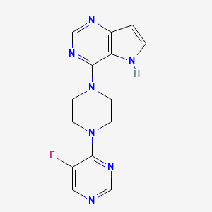 molecular formula C14H14FN7 B2985357 4-[4-(5-Fluoropyrimidin-4-yl)piperazin-1-yl]-5H-pyrrolo[3,2-d]pyrimidine CAS No. 2380088-01-5