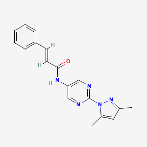 molecular formula C18H17N5O B2985362 N-(2-(3,5-dimethyl-1H-pyrazol-1-yl)pyrimidin-5-yl)cinnamamide CAS No. 1421586-50-6