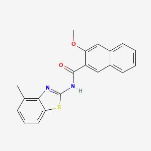 molecular formula C20H16N2O2S B2985363 3-methoxy-N-(4-methyl-1,3-benzothiazol-2-yl)naphthalene-2-carboxamide CAS No. 313237-30-8