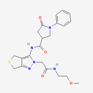 N-(2-(2-((2-methoxyethyl)amino)-2-oxoethyl)-4,6-dihydro-2H-thieno[3,4-c]pyrazol-3-yl)-5-oxo-1-phenylpyrrolidine-3-carboxamide