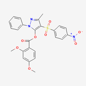 3-methyl-4-((4-nitrophenyl)sulfonyl)-1-phenyl-1H-pyrazol-5-yl 2,4-dimethoxybenzoate