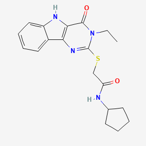 N-cyclopentyl-2-[(3-ethyl-4-oxo-5H-pyrimido[5,4-b]indol-2-yl)sulfanyl]acetamide