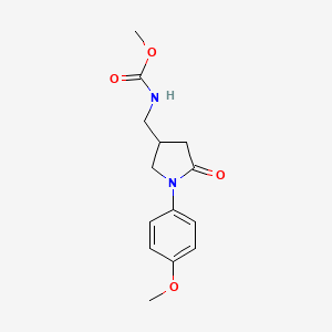 molecular formula C14H18N2O4 B2985414 Methyl ((1-(4-methoxyphenyl)-5-oxopyrrolidin-3-yl)methyl)carbamate CAS No. 954681-24-4