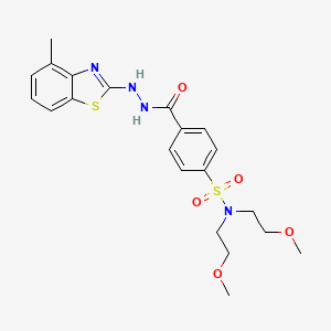 molecular formula C21H26N4O5S2 B2985421 N,N-bis(2-methoxyethyl)-4-(2-(4-methylbenzo[d]thiazol-2-yl)hydrazinecarbonyl)benzenesulfonamide CAS No. 851978-17-1