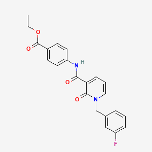 molecular formula C22H19FN2O4 B2985425 Ethyl 4-(1-(3-fluorobenzyl)-2-oxo-1,2-dihydropyridine-3-carboxamido)benzoate CAS No. 932962-88-4