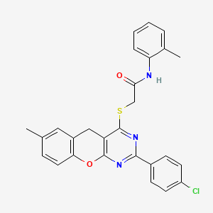 2-((2-(4-chlorophenyl)-7-methyl-5H-chromeno[2,3-d]pyrimidin-4-yl)thio)-N-(o-tolyl)acetamide