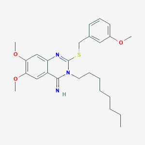 molecular formula C26H35N3O3S B2985447 6,7-dimethoxy-2-[(3-methoxybenzyl)sulfanyl]-3-octyl-4(3H)-quinazolinimine CAS No. 860789-62-4