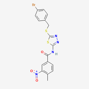 N-(5-((4-bromobenzyl)thio)-1,3,4-thiadiazol-2-yl)-4-methyl-3-nitrobenzamide