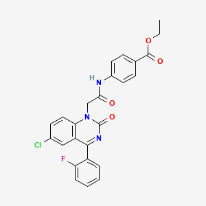 molecular formula C25H19ClFN3O4 B2985488 ethyl 4-{2-[6-chloro-4-(2-fluorophenyl)-2-oxo-1,2-dihydroquinazolin-1-yl]acetamido}benzoate CAS No. 932458-25-8