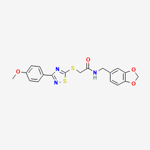 molecular formula C19H17N3O4S2 B2985522 N-(benzo[d][1,3]dioxol-5-ylmethyl)-2-((3-(4-methoxyphenyl)-1,2,4-thiadiazol-5-yl)thio)acetamide CAS No. 864922-67-8
