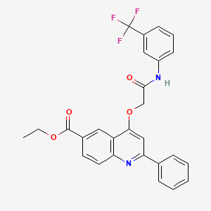 molecular formula C27H21F3N2O4 B2985532 ethyl 2-phenyl-4-({[3-(trifluoromethyl)phenyl]carbamoyl}methoxy)quinoline-6-carboxylate CAS No. 1114835-50-5