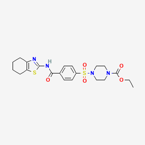 molecular formula C21H26N4O5S2 B2985598 Ethyl 4-((4-((4,5,6,7-tetrahydrobenzo[d]thiazol-2-yl)carbamoyl)phenyl)sulfonyl)piperazine-1-carboxylate CAS No. 361174-07-4