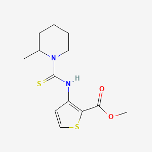 molecular formula C13H18N2O2S2 B2985602 methyl 3-[(2-methylpiperidine-1-carbothioyl)amino]thiophene-2-carboxylate CAS No. 892269-84-0