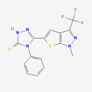 5-[1-methyl-3-(trifluoromethyl)-1H-thieno[2,3-c]pyrazol-5-yl]-4-phenyl-4H-1,2,4-triazole-3-thiol