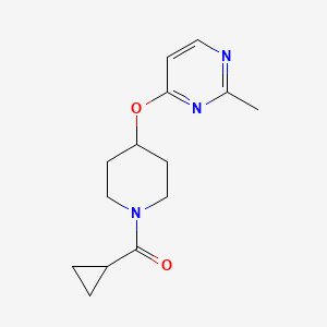 molecular formula C14H19N3O2 B2985674 Cyclopropyl(4-((2-methylpyrimidin-4-yl)oxy)piperidin-1-yl)methanone CAS No. 2097896-14-3