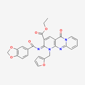 B2985702 (Z)-ethyl 2-((benzo[d][1,3]dioxole-5-carbonyl)imino)-1-(furan-2-ylmethyl)-5-oxo-2,5-dihydro-1H-dipyrido[1,2-a:2',3'-d]pyrimidine-3-carboxylate CAS No. 534580-06-8