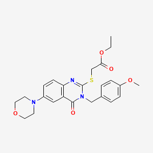molecular formula C24H27N3O5S B2985751 ethyl 2-({3-[(4-methoxyphenyl)methyl]-6-(morpholin-4-yl)-4-oxo-3,4-dihydroquinazolin-2-yl}sulfanyl)acetate CAS No. 689771-50-4