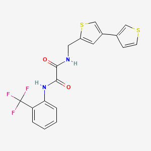molecular formula C18H13F3N2O2S2 B2985789 N-({[3,3'-bithiophene]-5-yl}methyl)-N'-[2-(trifluoromethyl)phenyl]ethanediamide CAS No. 2380041-46-1