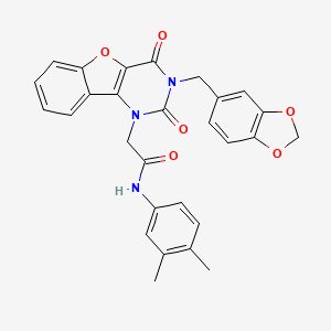 2-(3-(benzo[d][1,3]dioxol-5-ylmethyl)-2,4-dioxo-3,4-dihydrobenzofuro[3,2-d]pyrimidin-1(2H)-yl)-N-(3,4-dimethylphenyl)acetamide