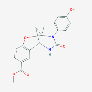molecular formula C20H20N2O5 B2985863 methyl 3-(4-methoxyphenyl)-2-methyl-4-oxo-3,4,5,6-tetrahydro-2H-2,6-methanobenzo[g][1,3,5]oxadiazocine-8-carboxylate CAS No. 899962-62-0