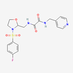 molecular formula C18H19FN4O5S B2985945 N1-((3-((4-fluorophenyl)sulfonyl)oxazolidin-2-yl)methyl)-N2-(pyridin-4-ylmethyl)oxalamide CAS No. 868982-04-1