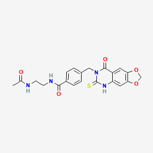 N-(2-acetamidoethyl)-4-[(8-oxo-6-sulfanylidene-5H-[1,3]dioxolo[4,5-g]quinazolin-7-yl)methyl]benzamide