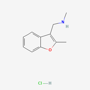 molecular formula C11H14ClNO B2985980 Methyl[(2-methyl-1-benzofuran-3-yl)methyl]amine hydrochloride CAS No. 2155853-12-4