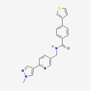molecular formula C21H18N4OS B2985990 N-((6-(1-methyl-1H-pyrazol-4-yl)pyridin-3-yl)methyl)-4-(thiophen-3-yl)benzamide CAS No. 2034391-15-4