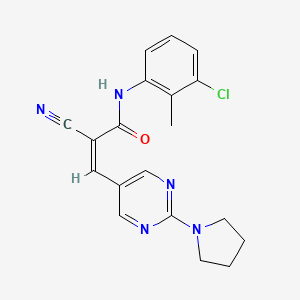 molecular formula C19H18ClN5O B2985995 (Z)-N-(3-Chloro-2-methylphenyl)-2-cyano-3-(2-pyrrolidin-1-ylpyrimidin-5-yl)prop-2-enamide CAS No. 1798408-93-1