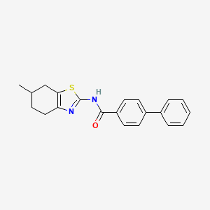 molecular formula C21H20N2OS B2986008 N-(6-methyl-4,5,6,7-tetrahydro-1,3-benzothiazol-2-yl)-4-phenylbenzamide CAS No. 313364-37-3