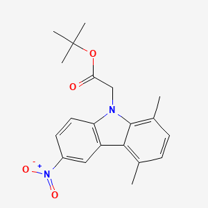 molecular formula C20H22N2O4 B2986012 tert-butyl 2-(1,4-dimethyl-6-nitro-9H-carbazol-9-yl)acetate CAS No. 861211-35-0