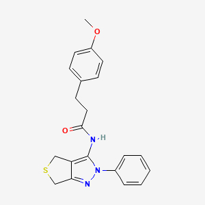 molecular formula C21H21N3O2S B2986014 3-(4-methoxyphenyl)-N-(2-phenyl-4,6-dihydrothieno[3,4-c]pyrazol-3-yl)propanamide CAS No. 872596-49-1