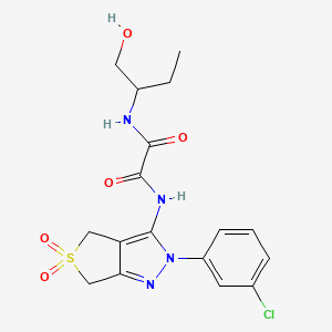 molecular formula C17H19ClN4O5S B2986020 N1-(2-(3-chlorophenyl)-5,5-dioxido-4,6-dihydro-2H-thieno[3,4-c]pyrazol-3-yl)-N2-(1-hydroxybutan-2-yl)oxalamide CAS No. 899962-32-4