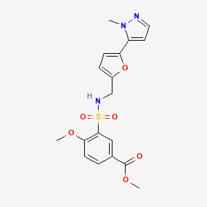 molecular formula C18H19N3O6S B2986021 methyl 4-methoxy-3-({[5-(1-methyl-1H-pyrazol-5-yl)furan-2-yl]methyl}sulfamoyl)benzoate CAS No. 2415499-49-7