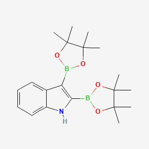 molecular formula C20H29B2NO4 B2986030 Indole-2,3-diboronic acid, pinacol ester CAS No. 2377610-94-9