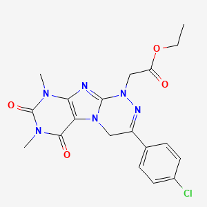 molecular formula C19H19ClN6O4 B2986078 ethyl 2-[3-(4-chlorophenyl)-7,9-dimethyl-6,8-dioxo-4H-purino[8,7-c][1,2,4]triazin-1-yl]acetate CAS No. 927618-25-5