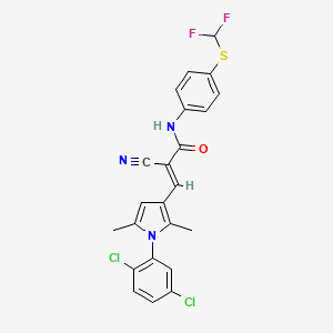 B2986107 (E)-2-cyano-3-[1-(2,5-dichlorophenyl)-2,5-dimethylpyrrol-3-yl]-N-[4-(difluoromethylsulfanyl)phenyl]prop-2-enamide CAS No. 351191-96-3