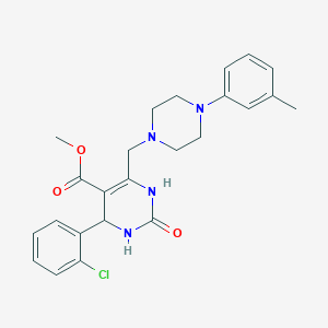 molecular formula C24H27ClN4O3 B2986111 Methyl 4-(2-chlorophenyl)-6-{[4-(3-methylphenyl)piperazin-1-yl]methyl}-2-oxo-1,2,3,4-tetrahydropyrimidine-5-carboxylate CAS No. 1252817-29-0