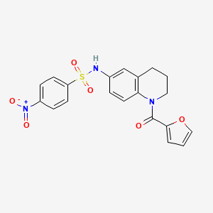 molecular formula C20H17N3O6S B2986139 N-[1-(furan-2-carbonyl)-1,2,3,4-tetrahydroquinolin-6-yl]-4-nitrobenzene-1-sulfonamide CAS No. 941900-21-6