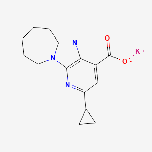 molecular formula C15H16KN3O2 B2986189 Potassium;4-cyclopropyl-1,3,8-triazatricyclo[7.5.0.02,7]tetradeca-2(7),3,5,8-tetraene-6-carboxylate CAS No. 2470440-81-2