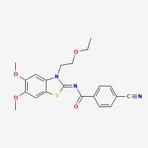 molecular formula C21H21N3O4S B2986190 (Z)-4-cyano-N-(3-(2-ethoxyethyl)-5,6-dimethoxybenzo[d]thiazol-2(3H)-ylidene)benzamide CAS No. 895454-85-0